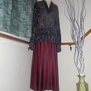 Vintage Lace Floral Dress Ladies Blue Cranberry Women's Size 10